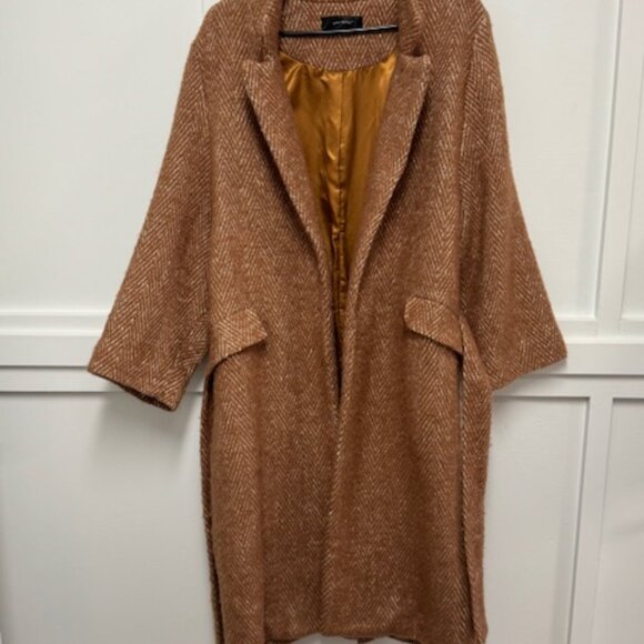 ASM Anna 100% Brown Chevron Wool Coat. Never Been Worn! - Picture 4 of 6